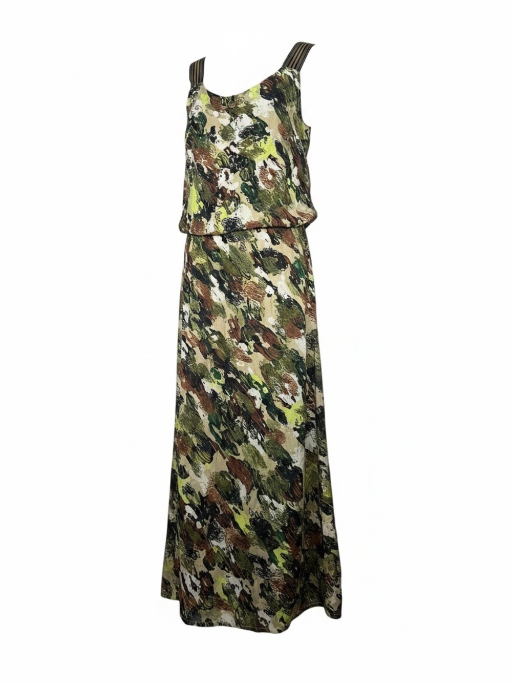 Y2K Save the Queen Abstract Print  Maxi Dress Striped Straps Made in Italy